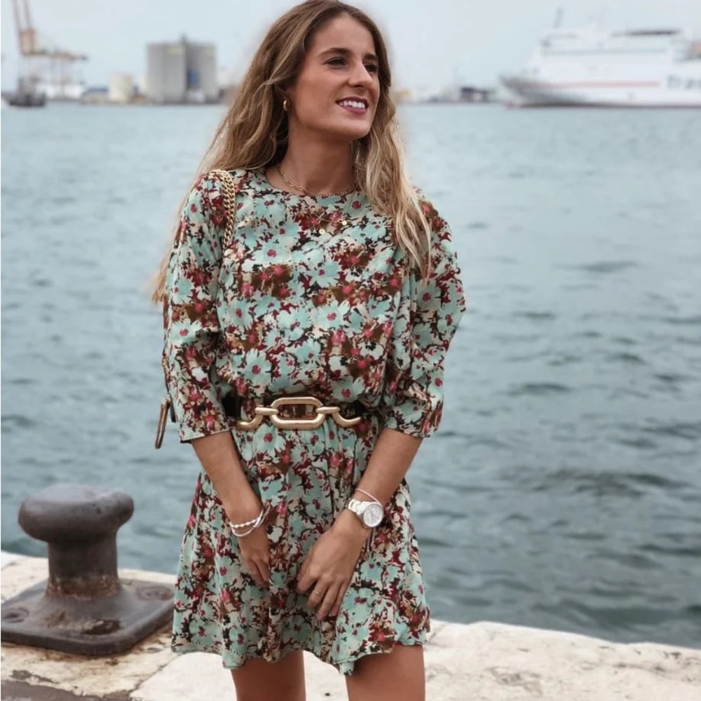 Zara Mint Green Floral Mini Dress